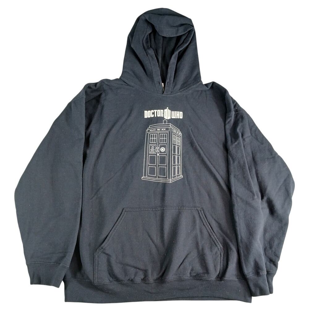 Doctor Who Hoodie Mens Large Black Ripple Junction Pullover Cotton Sweatshirt